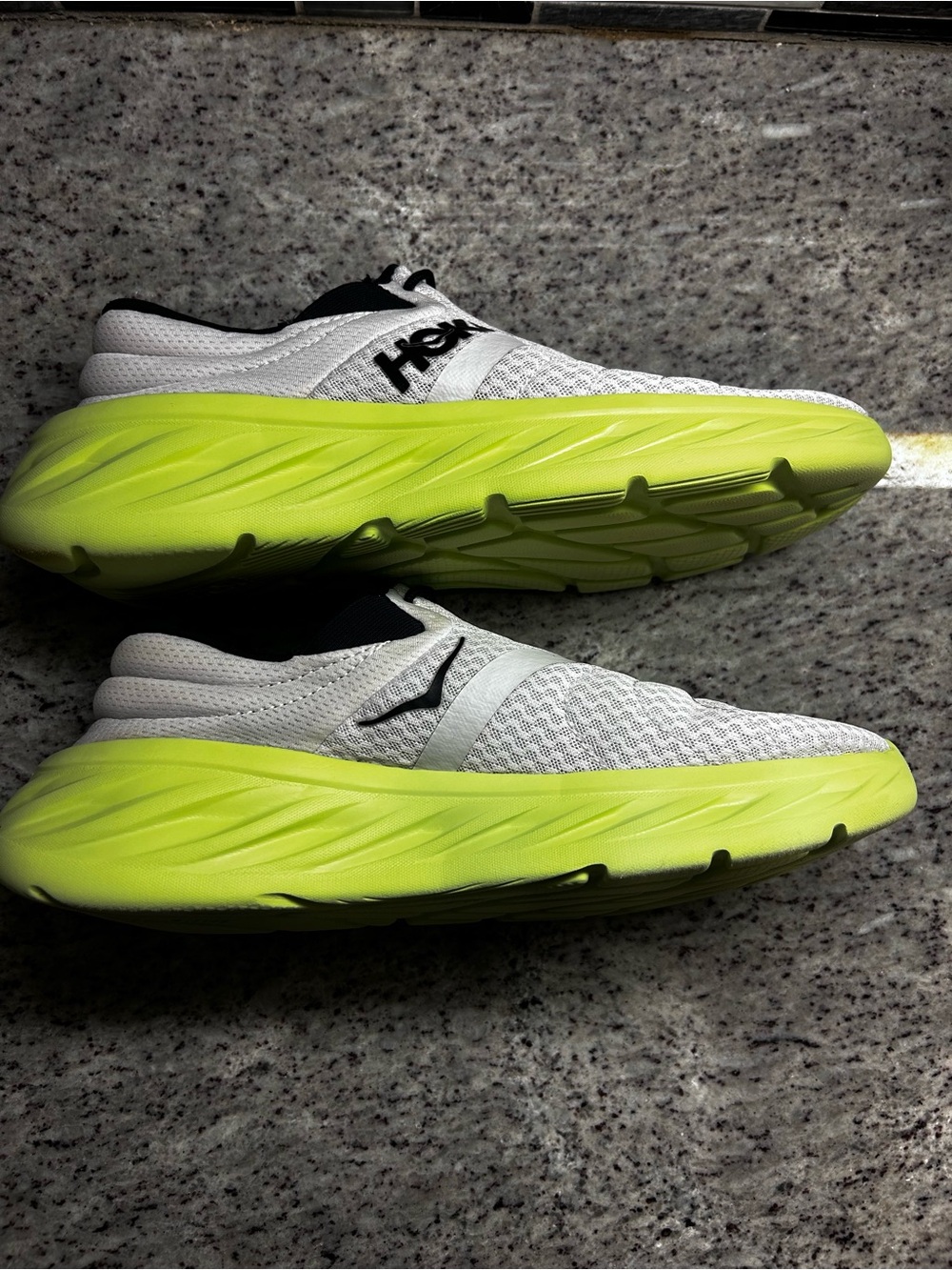 Hoka Men's Ora Recovery 2 Slip-On Athletic Shoes - White w/ Neon Yellow Size 13 - Picture 3 of 8